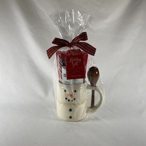 Ceramic Snowman Mug W/Ceramic Spoon & Ghirardelli Chocolate, & Peppermint Stick